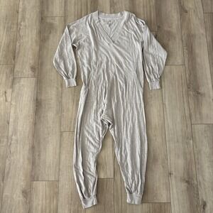 Natural Life Knit V-Neck Jumpsuit Womens Size Extra Small XS Long Sleeve Beige